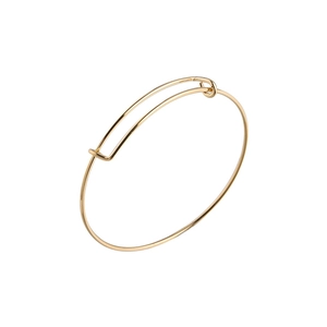 Detailed view of 1.6mm thin adjustable gold stainless steel wire bangle with hook closure