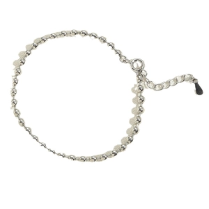 Minimalist silver beaded bracelet with lobster clasp and adjustable extension chain