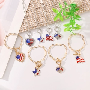 US flag heart and star pendants on gold and silver bracelets and necklaces