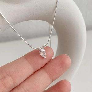 925 sterling silver necklace featuring a teardrop zircon pendant and sleek snake chain
