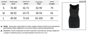Size chart showing bust, waist, and hip measurements for this slim fit mini dress