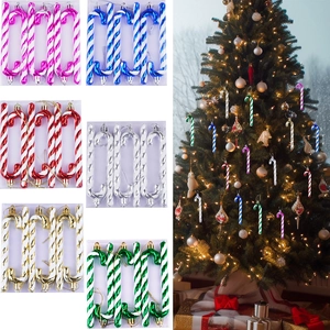 Christmas Candy Cane Ornaments Plastic Spiral Stripe Hanging Holiday Tree Decorations Glitter Colorful