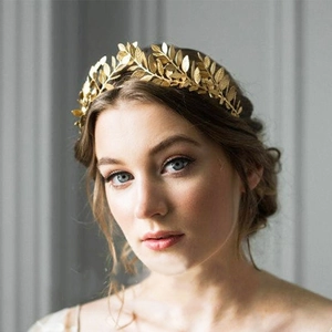 Gouden Metalen Lauwerkrans Hoofdband Grieks Romeinse Stijl Bruiloft Bruids Haaraccessoires Voor Vrouwen Elegant