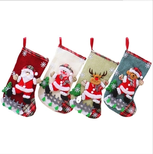 Set of 4 festive Christmas stockings with 3D Santa, Snowman, Reindeer and Bear figures
