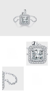 Vue macro du sertissage pavé de zircons 5A sur bague ajustable en argent 925 massif