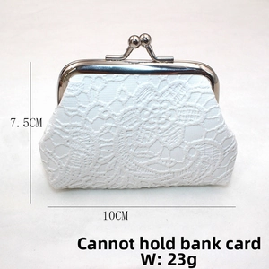 Tabla de tallas de mini monedero de encaje con medidas de 10 cm de ancho y 7,5 cm