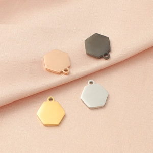 Mirror polished stainless steel hexagon pendants in gold, silver, rose gold and black