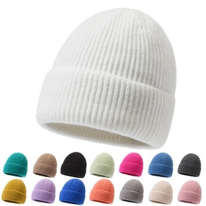 Unisex Winter Ribbed Knit Beanie Hat Warm Cuffed Skull Cap Solid Color Versatile Soft Daily Outdoor Accessory