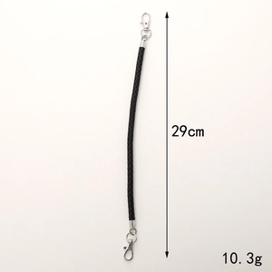 Black woven beaded phone chain with silver lobster clasps, 29cm long and 10.3g weight