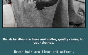 Detail showing fine soft bristles of whale laundry brush on grey knit fabric
