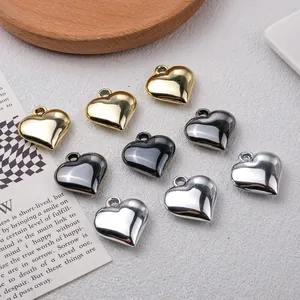 Heart Pendants Acrylic Electroplated Metallic Finish DIY Jewelry Making Charms For Necklaces Earrings Phone Case Decor