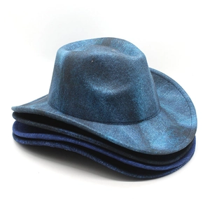 Classic Western cowboy hats with curved brims in navy, indigo, and black colors
