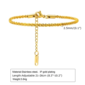 Detailed view of 2.5mm gold plated stainless steel snowflake chain with lobster clasp