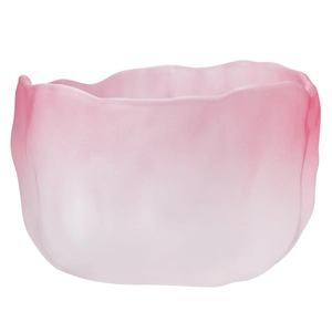 Pink gradient glacier tea cup made of crystal glass with irregular frosted texture