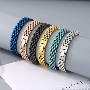 Stainless Steel Bracelet Watch Band Style Jubilee President Link Chain Punk Jewelry For Men Women Polished Electroplated