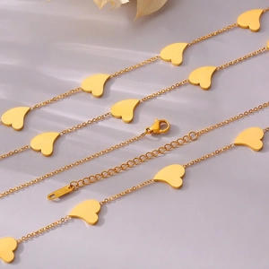 Minimalist 18K gold plated heart tassel pendant necklace with adjustable chain