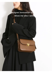 Sac bandoulière femme marron vintage élégant avec fermoir métallique pour le quotidien.