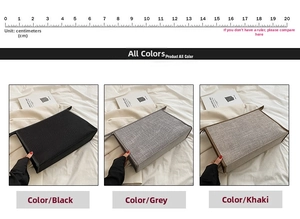 Trois couleurs de pochettes en toile minimalistes en noir, gris et tons kaki