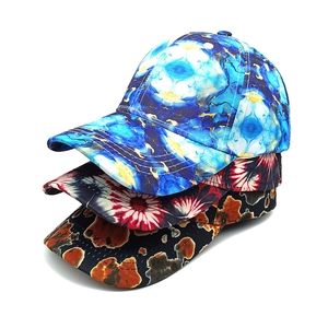 Tie Dye Baseball Cap Polyester Marble Floral Print Sun Protection Outdoor Adjustable Sport Hat For Men Women