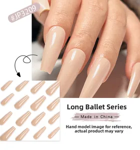Faux ongles ballerine extra longs, couleur nude unie minimaliste avec fini brillant