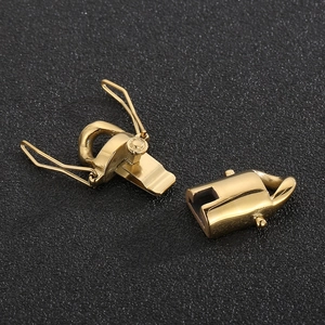 Macro shot of gold-plated stainless steel lobster clasp connectors for DIY jewelry making