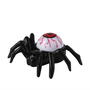 Halloween Schwarze Spinne Deko mit großem blutunterlaufenen Augapfel LED-Licht