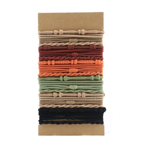 Set di elastici per capelli intrecciati boho in colori vintage marrone e arancione