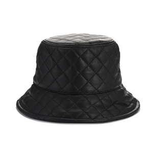 Chapeau bob en cuir PU matelassé noir pour homme avec motif de losanges pour l'hiver