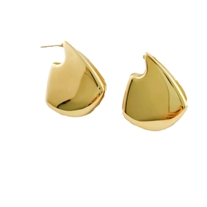 Chic 18K gold plated stainless steel fan shaped irregular geometric stud earrings