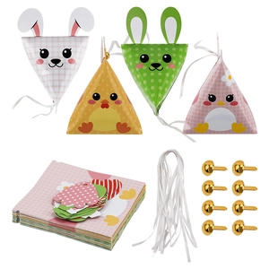 Ostern Dreieckige Papier Geschenkboxen Cartoon Hase Huhn Muster Süßigkeiten Verpackung Box Für Festival Party Geschenkbeutel