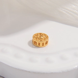Golden hollow cylinder spacer bead in S925 sterling silver for DIY jewelry making