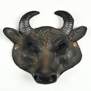 Bull Head Mask Realistic PU Foam Animal Horns Halloween Carnival Cosplay Party Costume Props Steampunk Rivet Decor Adult