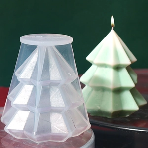 Stampo in silicone per albero di Natale geometrico a tre strati con candela campione