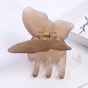 Large matte butterfly hair claw clip in coffee brown for women thick hair styling