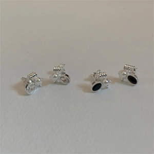 Bowknot Artificial Pearl Stud Earrings With 925 Sterling Silver Earring Post Zircon Inlaid Elegant Korean Style For Women