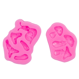 Two-piece pink silicone mold set for DIY mushroom fondant cakes and clay modeling