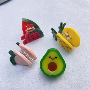 Cute acetate fruit claw clips set featuring watermelon strawberry pineapple and avocado