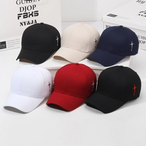 Classic cotton baseball cap set with side cross embroidery in multiple colors