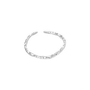 Minimalist S925 sterling silver open ring with unique hammered foil texture for women