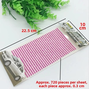 Detail of pink 3mm self-adhesive acrylic rhinestones with 720 pieces for DIY car decoration