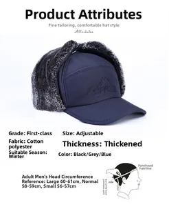 Detailed size guide for adjustable winter trapper hat with head measurement instructions
