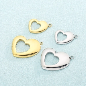 Pendentifs Coeur Creux En Acier Inoxydable Charms Minimalistes Ton Or Argent Pour La Fabrication De Bijoux DIY Colliers Boucles Oreilles