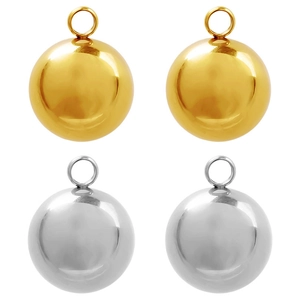 Pendentif Boule Acier Inoxydable 304 Plaqué Or 18K Poli Miroir Minimaliste Pour Création De Bijoux DIY