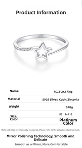 Macro detail of S925 silver star ring featuring sparkling cubic zirconia and polished finish