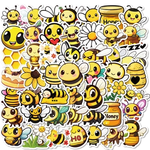 Cute Bee Cartoon Stickers Waterproof PVC For DIY Scrapbook Laptop Guitar Luggage Kawaii Animal Decor Kids Gift