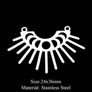 Macro shot of 24x36mm stainless steel sun and moon pendant for DIY jewelry making