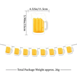 Detail view of beer cup party bunting with dimensions 11.5cm by 15cm and pack weight 26g