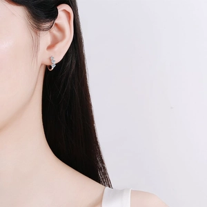 Elegant 925 sterling silver hoop earrings for women with sparkling moissanite stones
