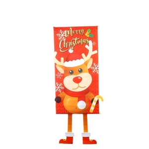 Christmas reindeer door hanging banner with Merry Christmas text on white background