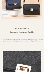 Detailed view of navy and black crossbody bags with gold press-lock and pebble leather